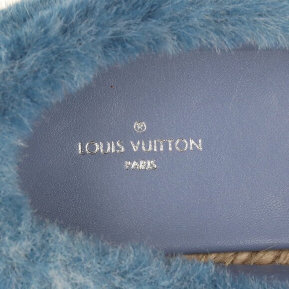 LOUIS VUITTON WOMEN'S Seashore Espadrilles Blue LV Logo Size 38 - Picture 10 of 11
